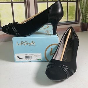 Life Stride Soft System Women’s Pascal Heeled Black Pascal Silk Shoes